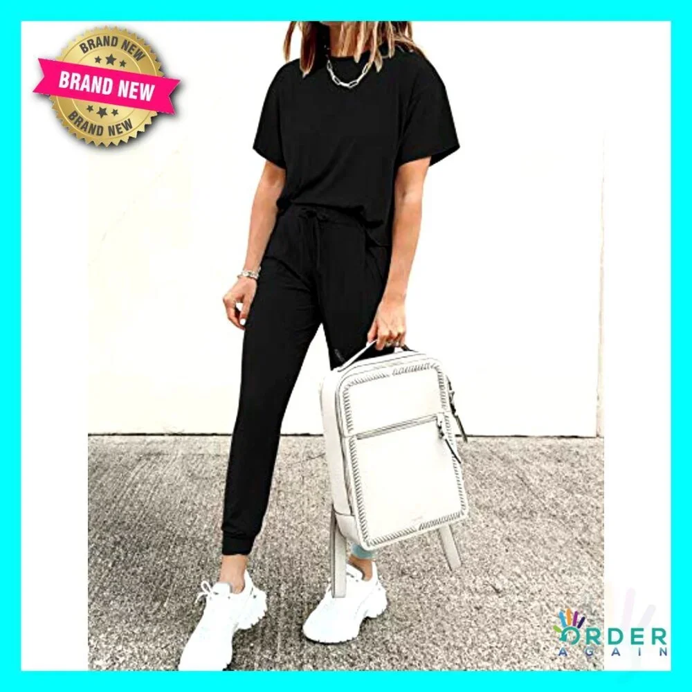 Two Piece Lounge Set Jogger Pants Matching Outfit Casual Loungewear Tracksuit